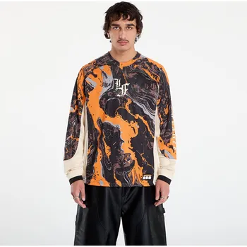 cyklistický dres Dres Puma LaFrance HEEM Moto Jersey Orange Glo-AOP L