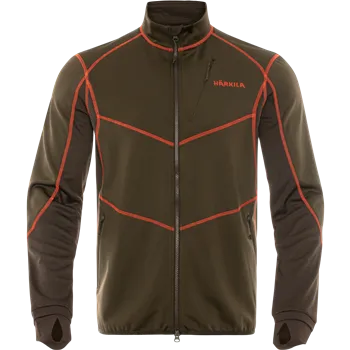 Pánská mikina HÄRKILA - Scandinavian fleece mikina pánská Willow green-Shadow brown Zelená|Hnědá L