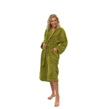 Dámský župan Dámský župan Kimono mikroplyš/bavlna, Olivově zelená XL