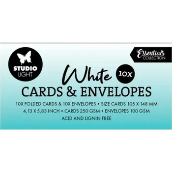 Přání a obálky Studio Light, A6, 10 ks - bílé