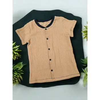 Chlapecká košile Mušelínová košile béžová, velbloud Dětská košile