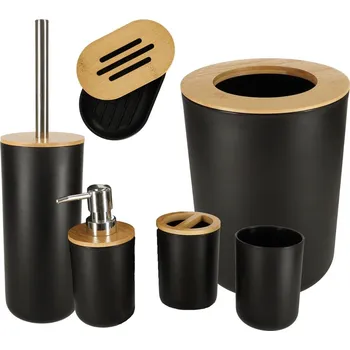 Dávkovač mýdla Koupelnová sada 6 kusů dávkovač kartáč, černá KX4313