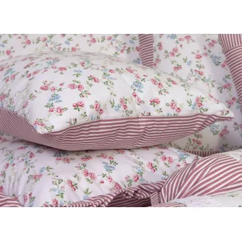 Bytový textil Podpěrová s.r.o. Polštář KYTIČKA VIVIANE / růžový proužek Velikost: 40x60 cm KREP N