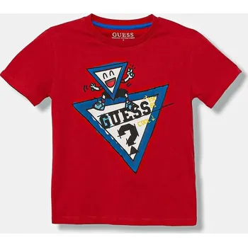 Dětská móda Dětské bavlněné tričko Guess N5YI00.K8HM4.9BYA červená 33X, vel. 96-104
