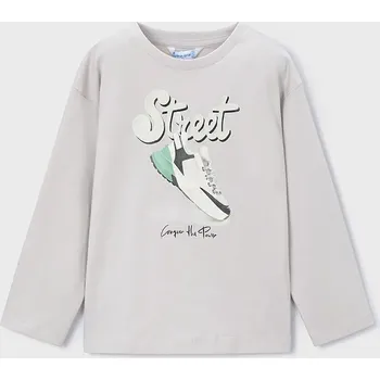 Bavlněné tričko s dlouhým rukávem Mayoral 4079.5B.Mini.9BYA šedá 09X, vel. 134