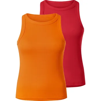 esmara® Dámský vroubkovaný top, 2 kusy (červená/oranžová, S(36/38))