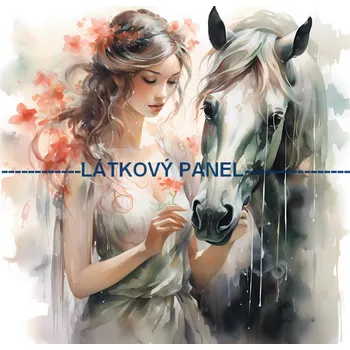 Látkový panel - Kůň - KON - 68 Velikost: 20x20cm, Materiál: Úplet