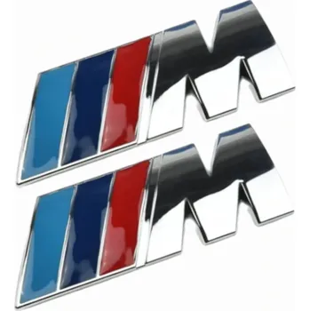 samolepka DENR 2x Samolepka 3D M, 82x29mm, barva chrom/červená/modrá, velikost XL