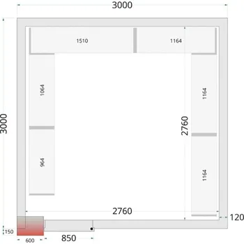 TEFCOLD Mrazicí Místnost CR 300x300x220 WD 120 mm + AKCE | PUR Stavebnicový Mrazicí Box 14,93 m3, vč. dveří a podlahy