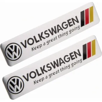 samolepka DENR 2x Samolepka 3D Volkswagen barva chrom/červená/žlutá/černá - vhodná na auto, motorku, na nábytek, na sešit