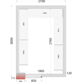 Mrazicí Místnost 10,06 m3 120 mm PUR TEFCOLD CR 210×300×220 WD | Stavebnicový box včetně dveří a podlahy