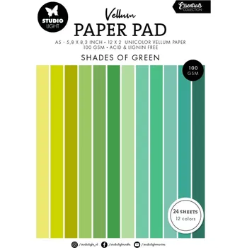 Studio Light Pergamenové papíry Studio Light, A5, 24 l. - odstíny zelené