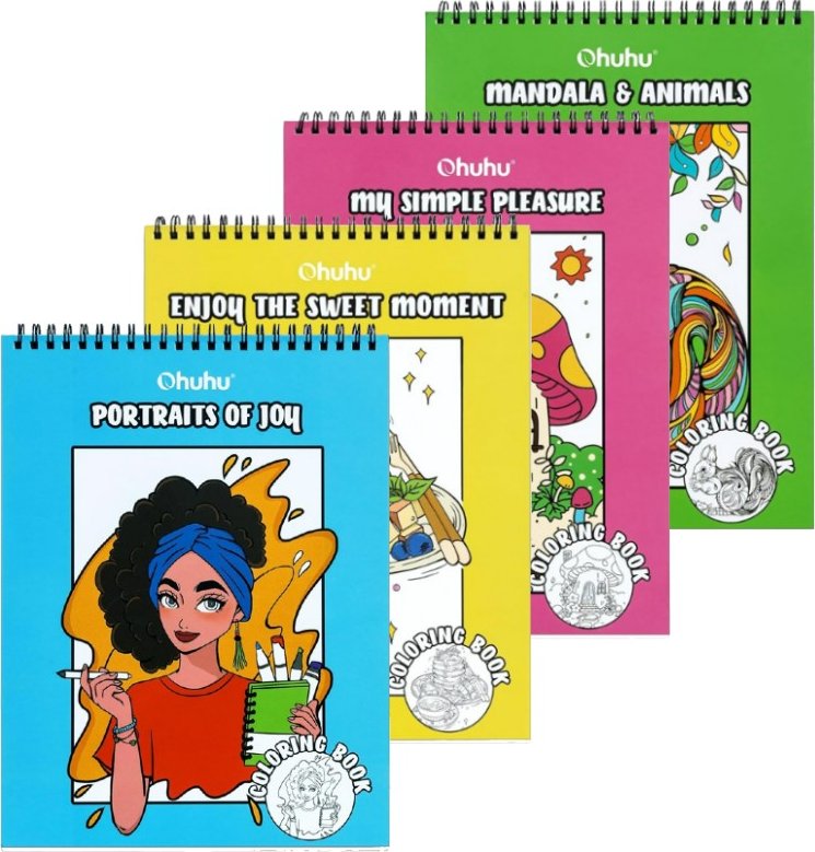 Omalovánky OHUHU Coloring Book A4, 80 listů