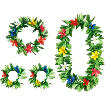 Karnevalový kostým PartyDeco Set věnců Hawai 4ks - věnec, čelenka, náramky