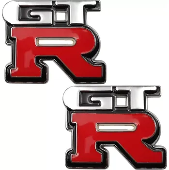 Autožárovka 2x Samolepka 3D GT R, barva černá/chrom/červená (Samolepící dekor - nálepka na auto)