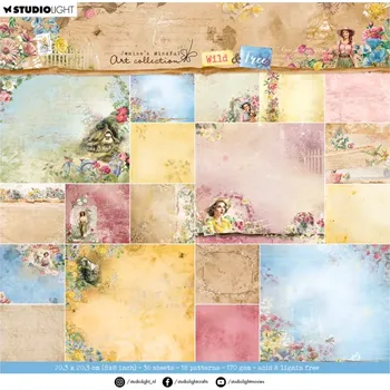 Výtvárné potřeby Blok podkladových papírů Studio Light "Wild & Free", 20,3x20,3 cm, 36 l.