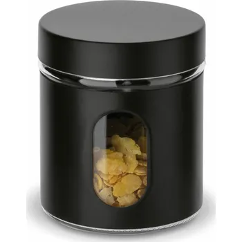 Dóza na potraviny dóza 0,65l SKLO ČERNÁ, d10x12cm, průhled Rychlá expedice, doprava zdarma od 999,-