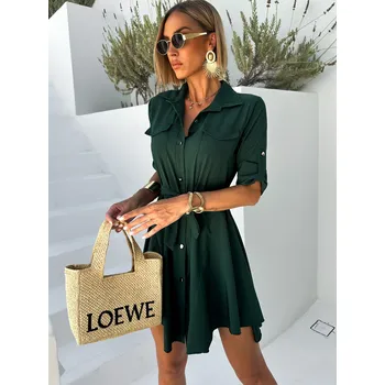 Dámská košile Smaragdové košilové šaty FOGGY áčkové Velikost: ONESIZE