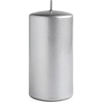 Svíčka Świeca OPAL MET POŁYSK Walec średni 7xh14cm parafinowa srebrna