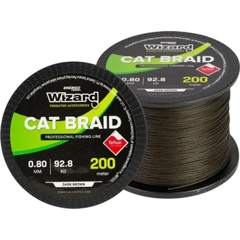 WIZARD - Pletená šňůra Cat Braid Tmavě hnědá 0,90 mm 97,6 kg 200 m
