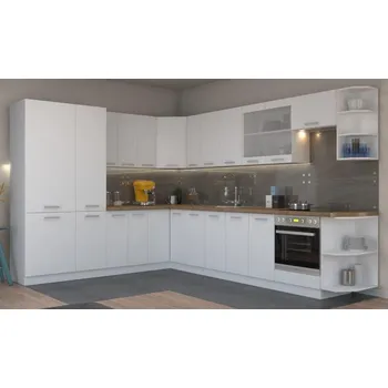 Kuchyňská linka Kuchyňská rohová sestava L, Eko White, bílá matná, 250 x 340 cm