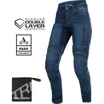 Moto kalhoty Trilobite Parado doublelayer AAAA slim fit ladies jeans blue level 2 vel. 32