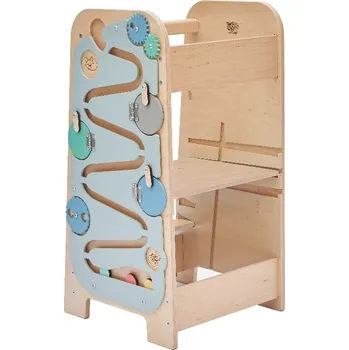 Stolička BusyKids Rostoucí učící věž edukativní 5v1 Play 75 cm - modrá