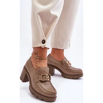 Dámské polobotky Elegantní boty se zlatým zdobením Harmell Barva: Béžová, Velikost: 39