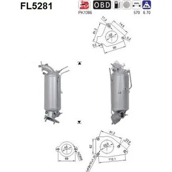 Filtr pevných částic Filtr sazových částic, výfukový systém AS FL5281