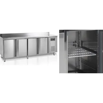TEFCOLD Mrazicí Stůl Nerez CF 7410 + AKCE | š. 223 cm, se zadním lemem, 4 Dveře, GN1/1, Servis ČR