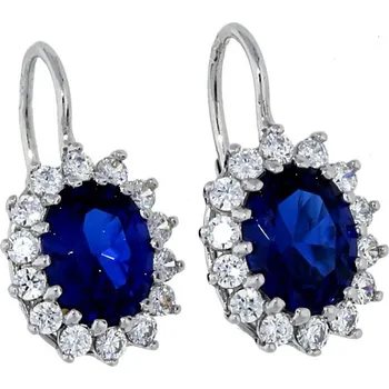 Módní doplněk Goldstore Zdobené stříbrné náušnice modrobílé Varianta: stříbrné náušnice