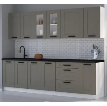 Kuchyňská linka Kuchyňská linka Luna bílá/claygrey MDF, sestava H, 260 cm