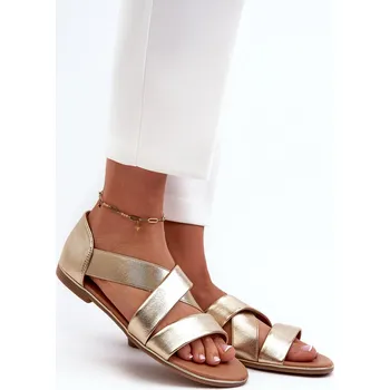 Dámské sandále EVENTO Kožené Sandály Se Stahovací šňůrkou - Apulia Barva: Zlatá, Velikost: 38