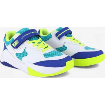 Pánská obuv ALLSIX Volejbalové boty VS100 Confort na suchý zip bílo-modro-zelené 33 BÍLÁ|MODRÁ