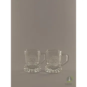 Sklenice Pískované panáky 50let ve tvaru Pivečka