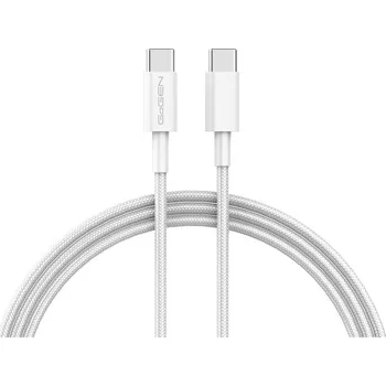 GoGEN USB-C USB-C, 1m, opletený, bílý, 60W kabel
