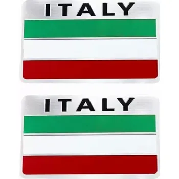 samolepka 2x Samolepka 3D ITALY, barva chrom (Samolepící dekor - nálepka na auto)