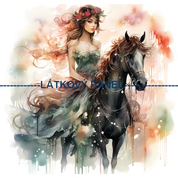 Látkový panel - Kůň - KON - 67 Velikost: 20x20cm, Materiál: Bavlna