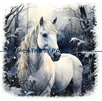 Látkový panel - Kůň - KON - 64 Velikost: 35x35cm, Materiál: Teplákovina nepočesaná