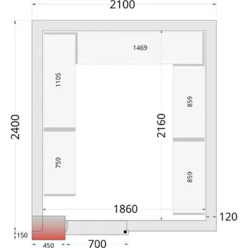 Mrazicí Místnost 7,87 m3 120 mm PUR TEFCOLD CR 210x240x220 | Stavebnicový box včetně dveří a podlahy