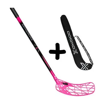 Florbalová hůl Oxdog HYPERLIGHT 2.0 HST 29 PK ROUND MBC + Stickbag Set florbalky s vakem černá / růžová, Levá (levá ruka dole), 92cm (=102cm)