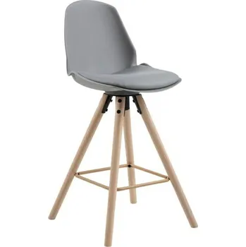 Barová židle Barová židle Oslo šedá s opěrkou do kuchyně, dřevěná na dubových nohách, moderní Actona