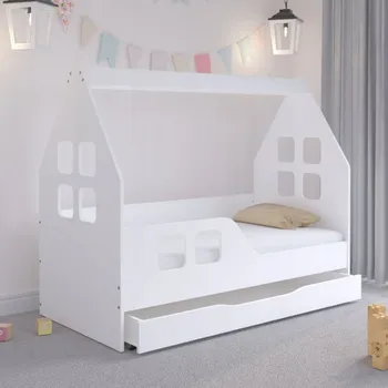 Dětská postel Nádherná postel ve tvaru domečku s úložným prostorem 160 x 80 cm 49276