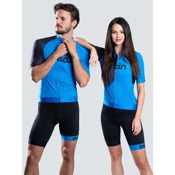 cyklistický dres BrainMax Brain unisex cyklistický set, dres a kraťasy, modrý Velikost: XXL Modrý cyklistický dres s kraťasy