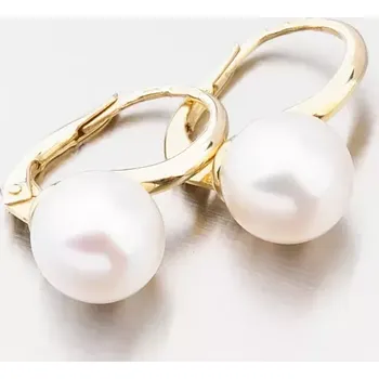 Náušnice Dámské náušnice žluté zlato 585 perly 663P-120010