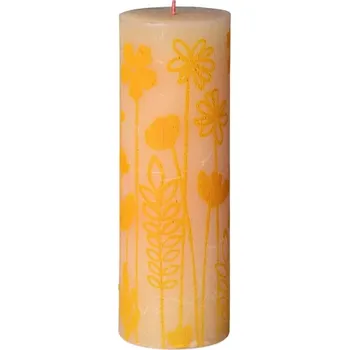 Bolsius svíčka válec Butter Yellow Rustic Silhouette 68x190mm 615 gram