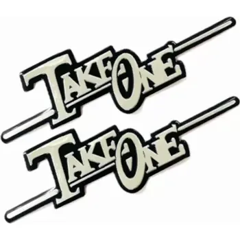 samolepka 2x Samolepka 3D TakeOne, barva černo stříbrná lesklá- vhodná na auto, motorku, na nábytek, na sešit (Samolepící dekor - nálepka na auto, motorku, na nábytek, na sešit)