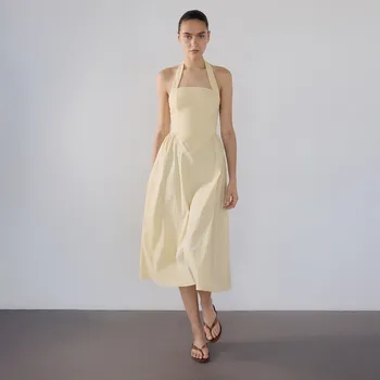 Dámské šaty Reserved - Bavlněné midi šaty - světle žlutá - 321FH-10X - 321FH-10X-L