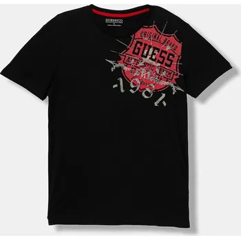 Dětské bavlněné tričko Guess černá barva, s potiskem, L5YI17 K8HM4 L5YI17.K8HM4.9BYA 99X, vel. 136-146