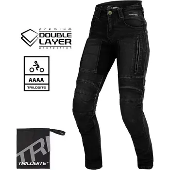 Moto kalhoty Trilobite Parado doublelayer AAAA slim fit ladies jeans black level 2 vel. 36